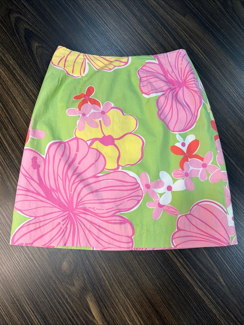 Y2K Lilly Pulitzer Floral Green And Pink Mini Skirt Summer Size 0 Cotton Read